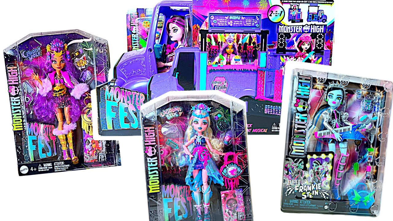 ASMR Unboxing Monster High Food Truck Monster Fest Draculaura Clawdeen Lagoona & Frankie No Talking
