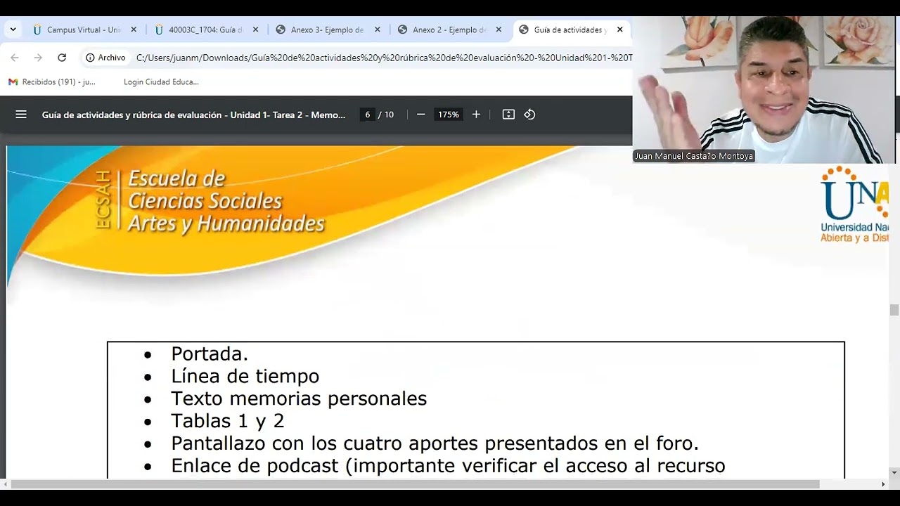 tarea 2 competencias comunicativas 2024 UNAD memorias y podcast tutor Juan Manuel Castaño en Pereira