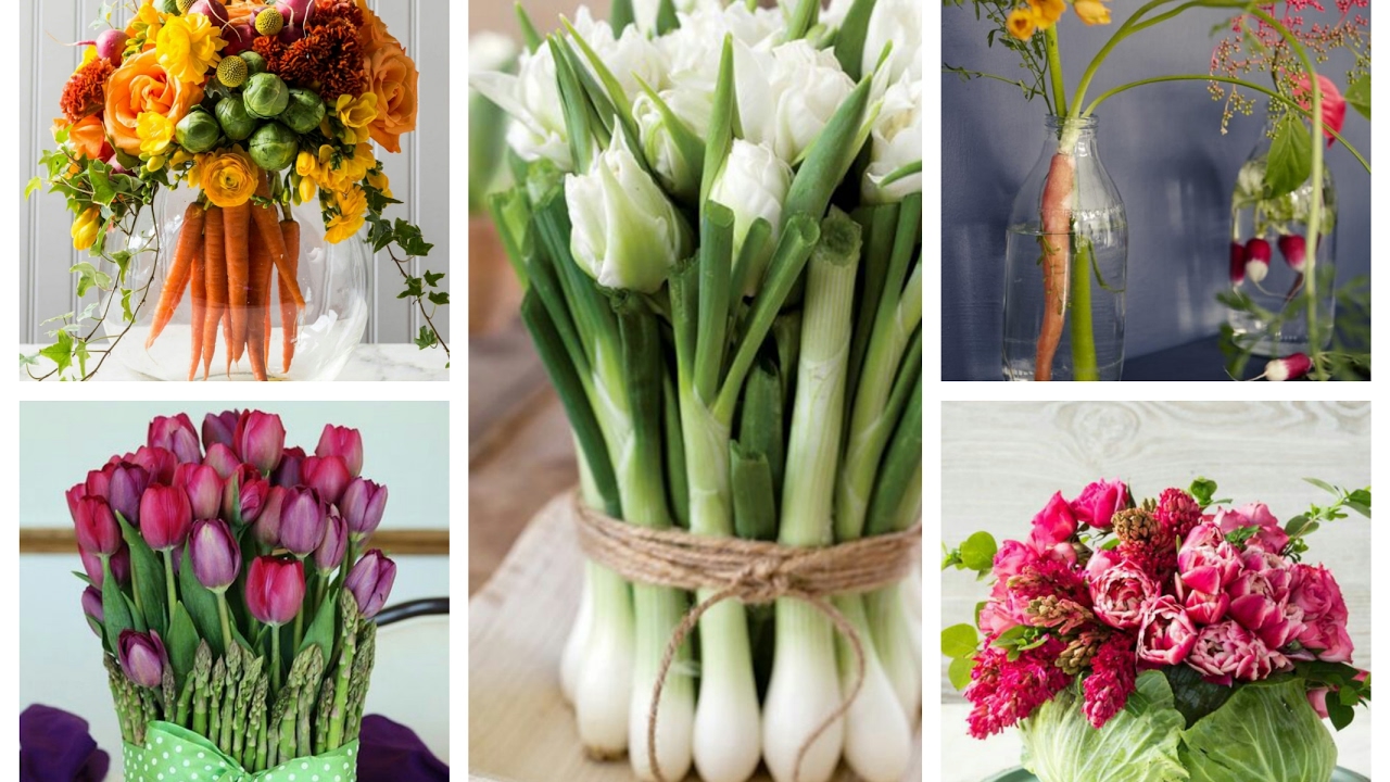 Spring Flower and Veggie Arrangements Ideas - Vegetable Centerpieces Inspo - Spring Decor Ideas