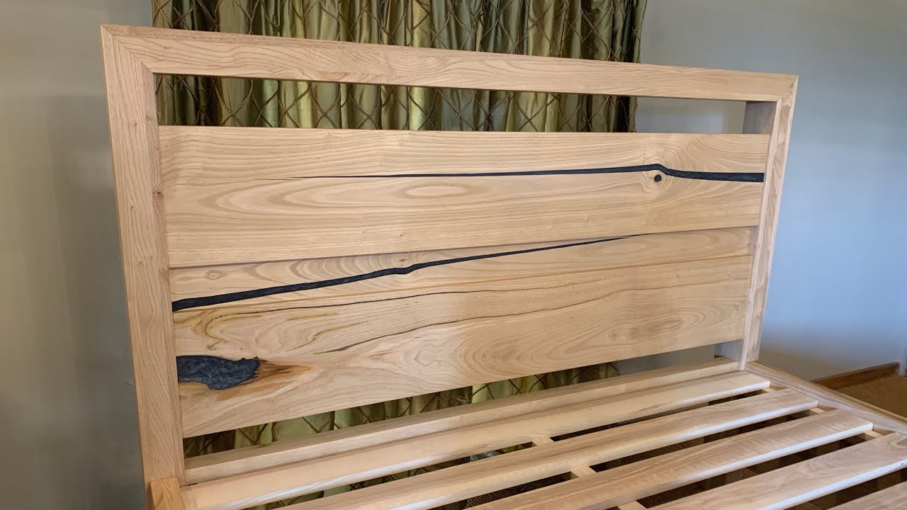 English Chestnut and Epoxy Resin Bed with Drawer Part 2