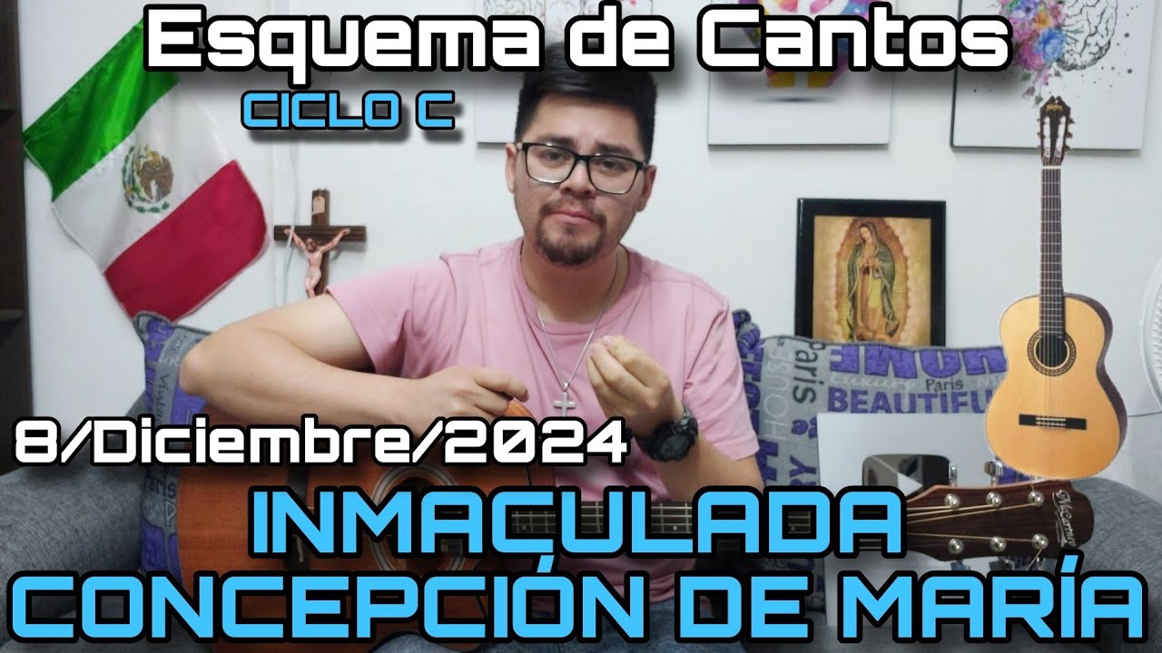 Esquema de Cantos para INMACULADA CONCEPCIÓN DE MARÍA🤍💙 8 de Diciembre, 2024 - Cantos para la Misa⛪🎶