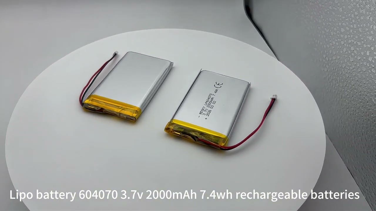 Power lipo battery 604070 3.7v 2000mAh 7.4wh lithium polymer battery cells 