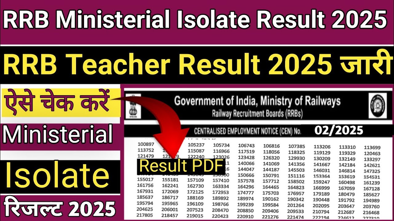 RRB Ministerial Isolate Result 2025 OUT? RRB Ministerial Isolate Category Result Kaise Dekhe 2025 ||