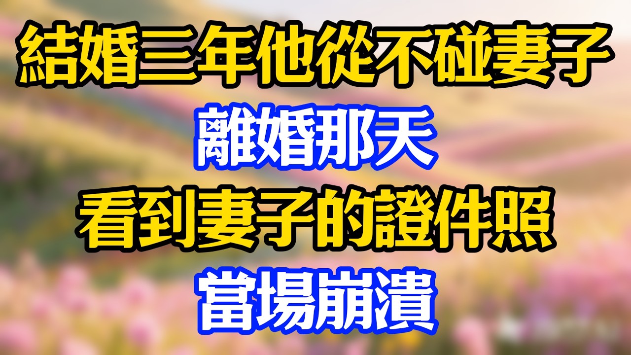 結婚三年，他從不碰妻子，離婚那天，看到妻子的證件照，當場崩潰！#爽文#情感故事