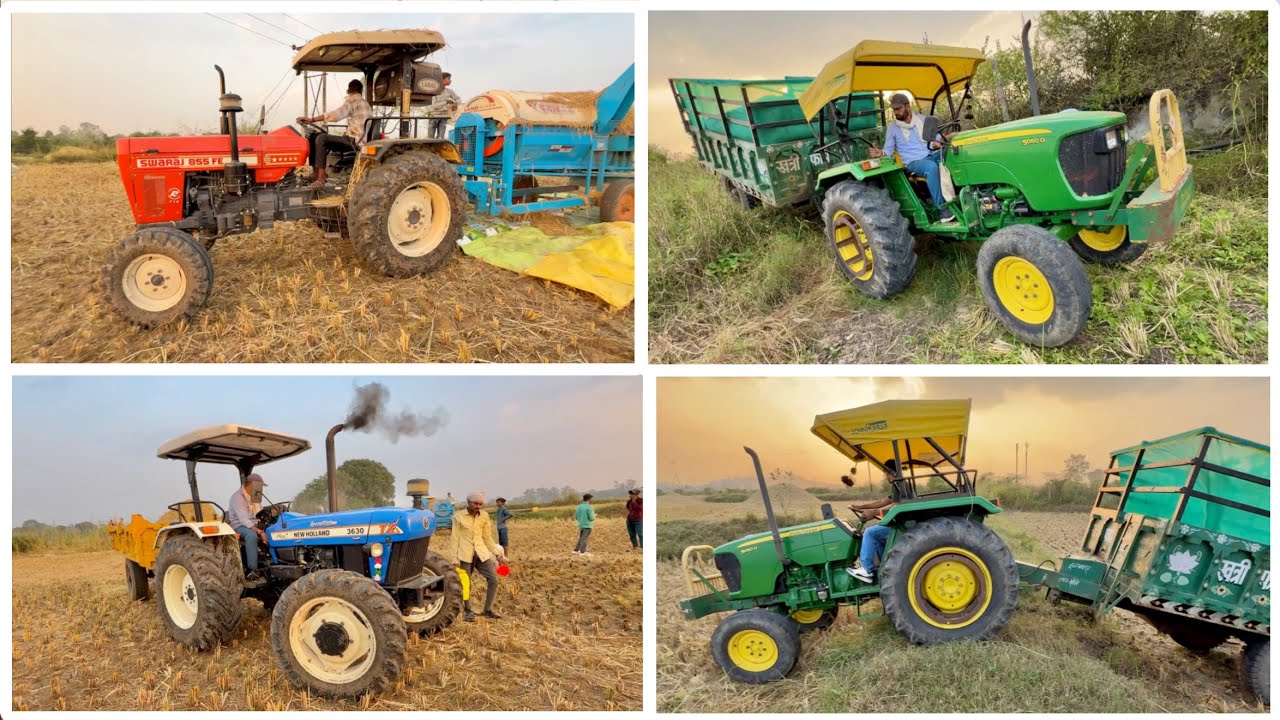 New Holland 3630 | John Deere 5050 D | Swaraj 855 Fe Paddy Farming Thresing in Rice Farming