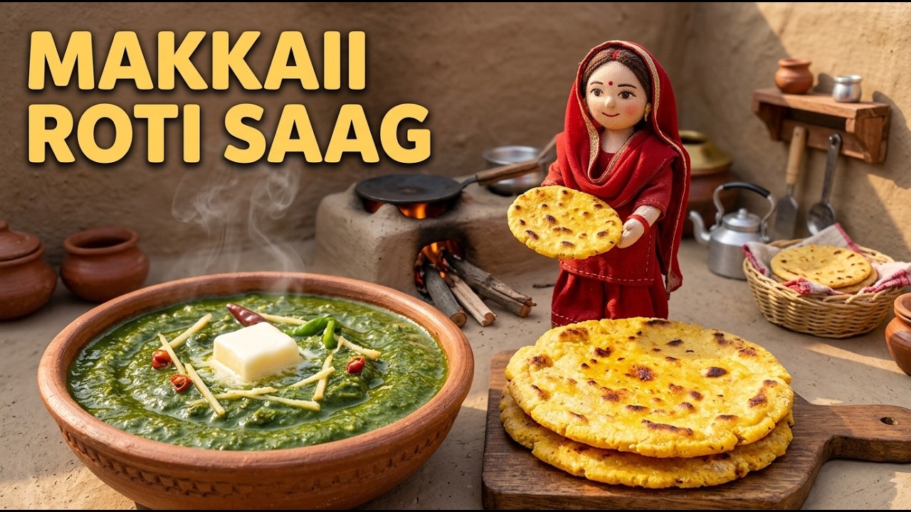 Miniature Doll Makki Ki Roti & Sarson Ka Saag Cooking ASMR | Pakistani Village Tiny Kitchen Life