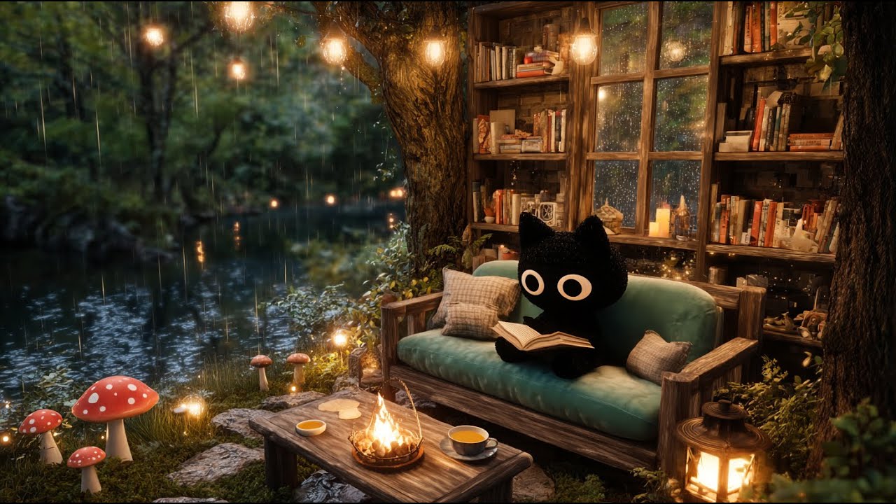 Rainy Night Reading by the Lake — Cozy Jazz Lofi for Focus & Study 🌙🌧️