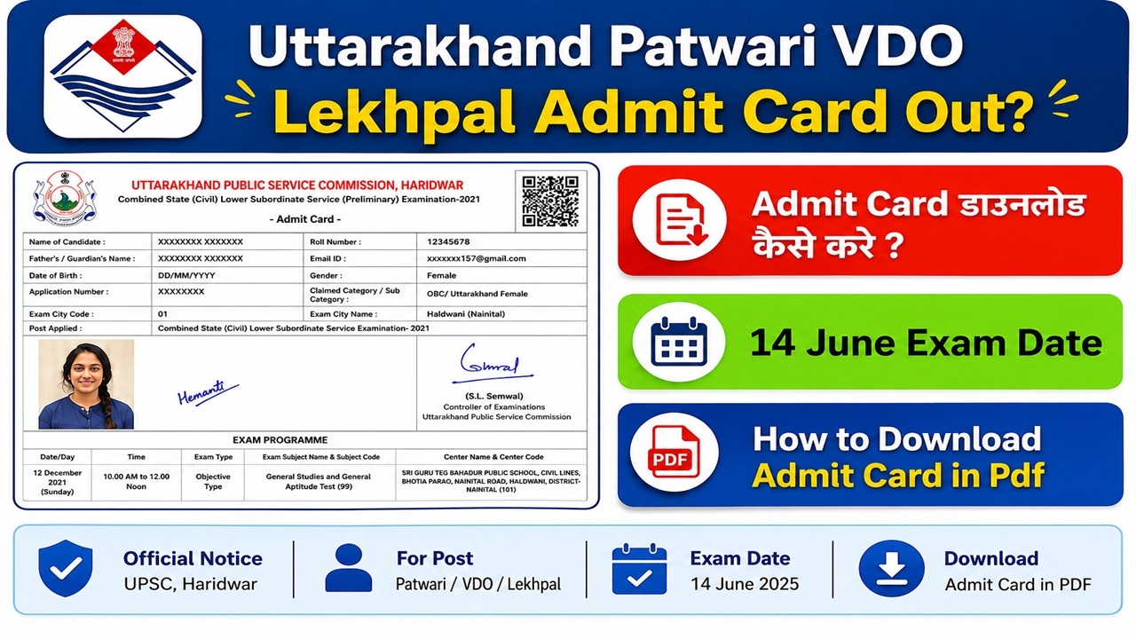 UKSSSC patwari lekhpal VDO group C Graduate level exam admit card out 2026?? update #ukssssc_patwari