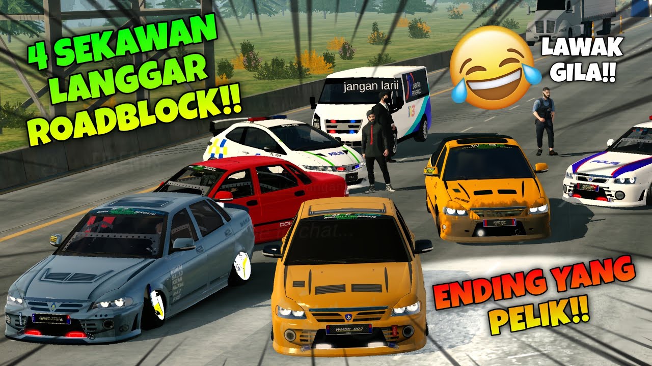 4 SAHABAT LANGGAR ROADBLOCK MASA RACE!! | Car Parking Multiplayer