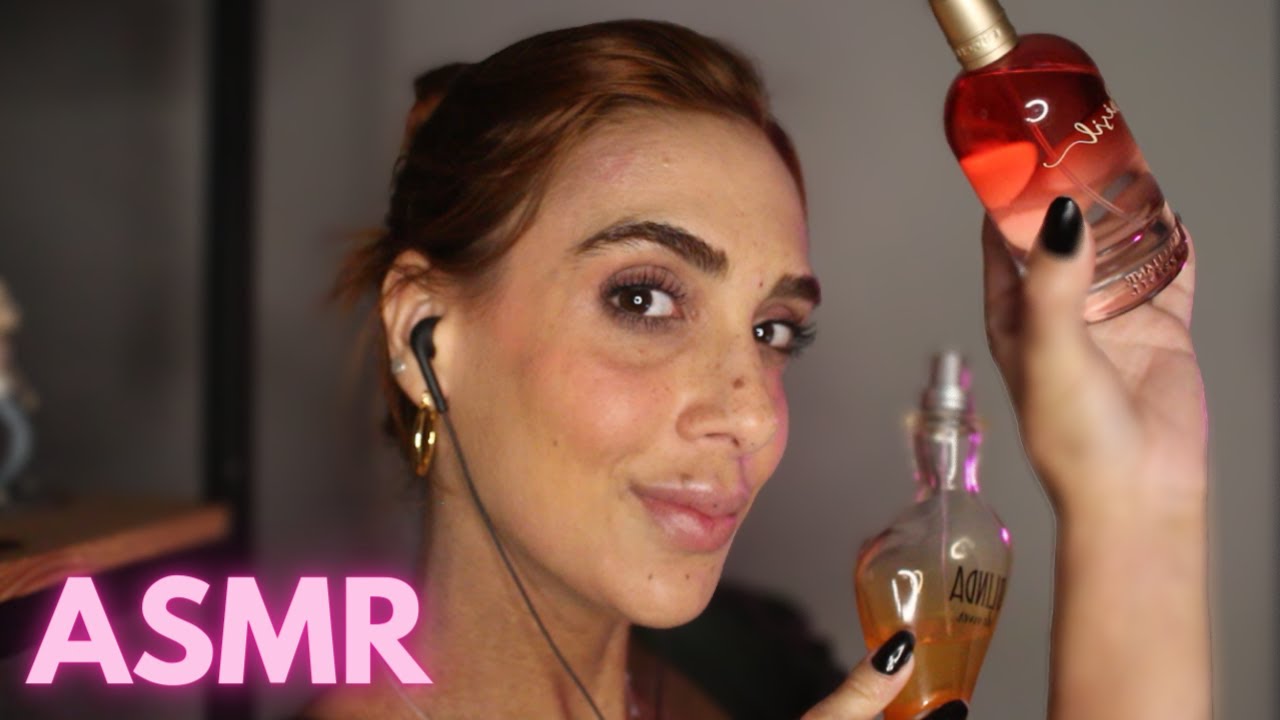 ASMR MOSTRANDO MINHA COLEÇÃO DE PERFUMES (Eu tenho o perfume da Boca Rosa!)