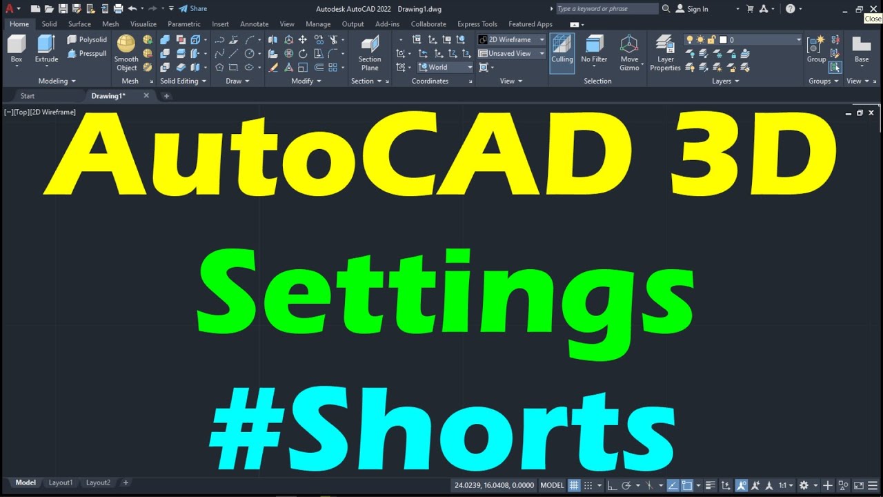 AutoCAD switch from 2D to 3D | AutoCAD 3D Settings | #Shorts