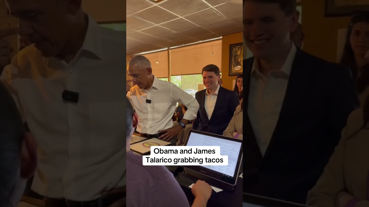 Обама и Джеймс Таларико едят тако