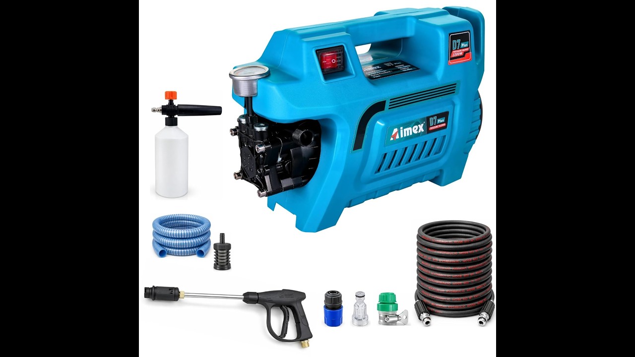 Aimex D7 Plus 100% Copper Winding Pressure Washer & Max Pressure 150 Bars | 2200Watts | Foam Cannon