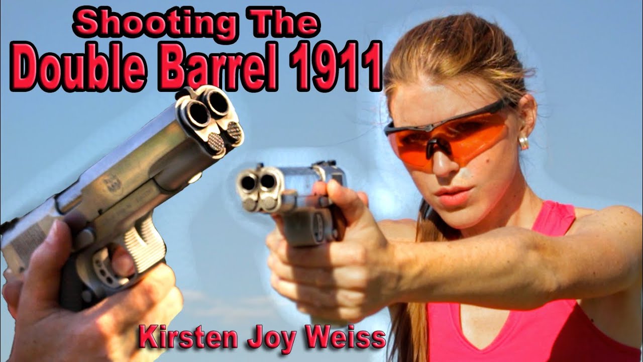 Girl Shooting Double Barrel 1911 - First Time| Resident Evil & James Bond Gun | Kirsten Joy Weiss