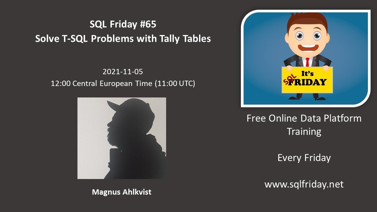 Sql Friday 65 - Magnus Ahlkvist on Solve T-SQL Problems with Tally Tables
