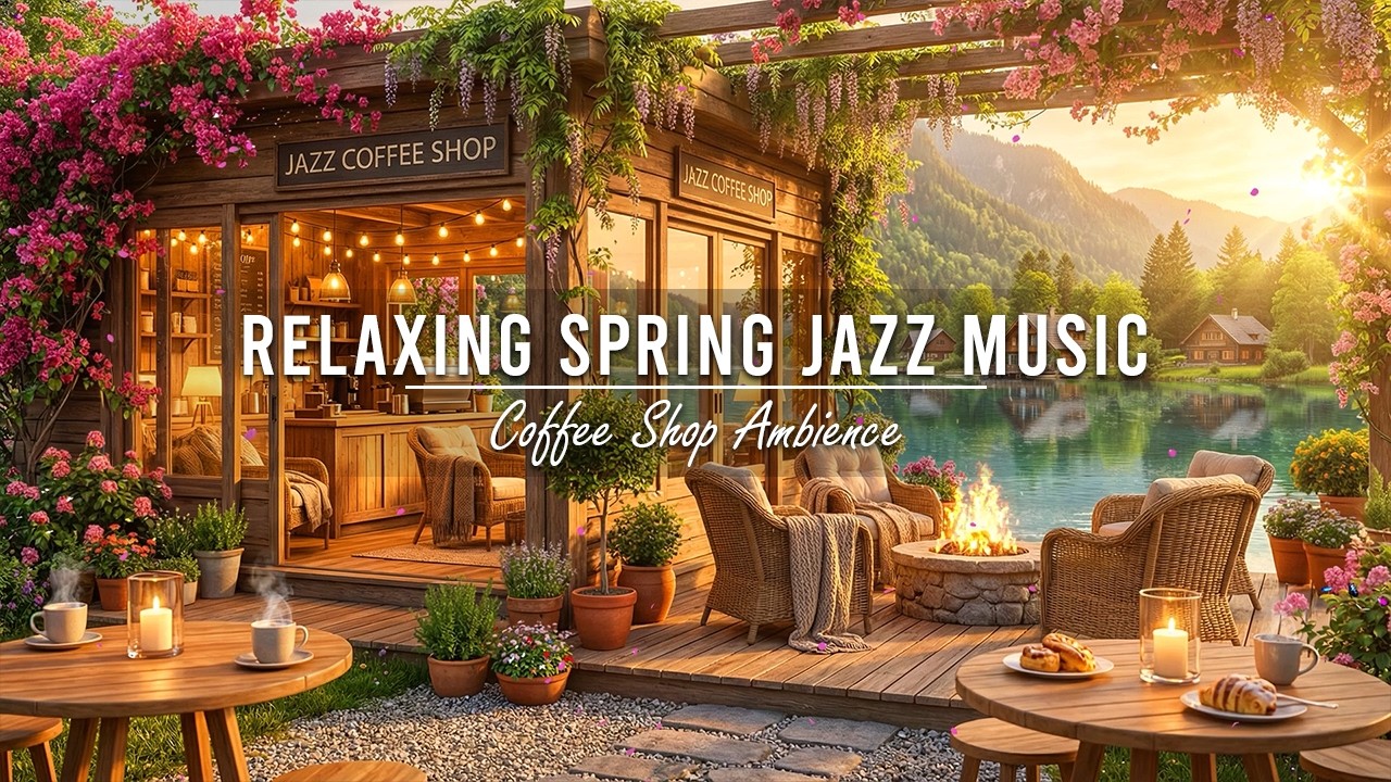 Spring Coffee Shop Ambience ~ Relaxing Jazz Music for Studying & Work 🌸 Soft Jazz Instrumental Music