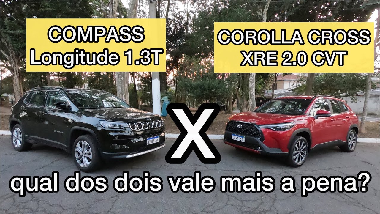JEEP COMPASS 1.3 turbo ou COROLLA CROSS 2.0? Comparativo Longitude e XRE 2022