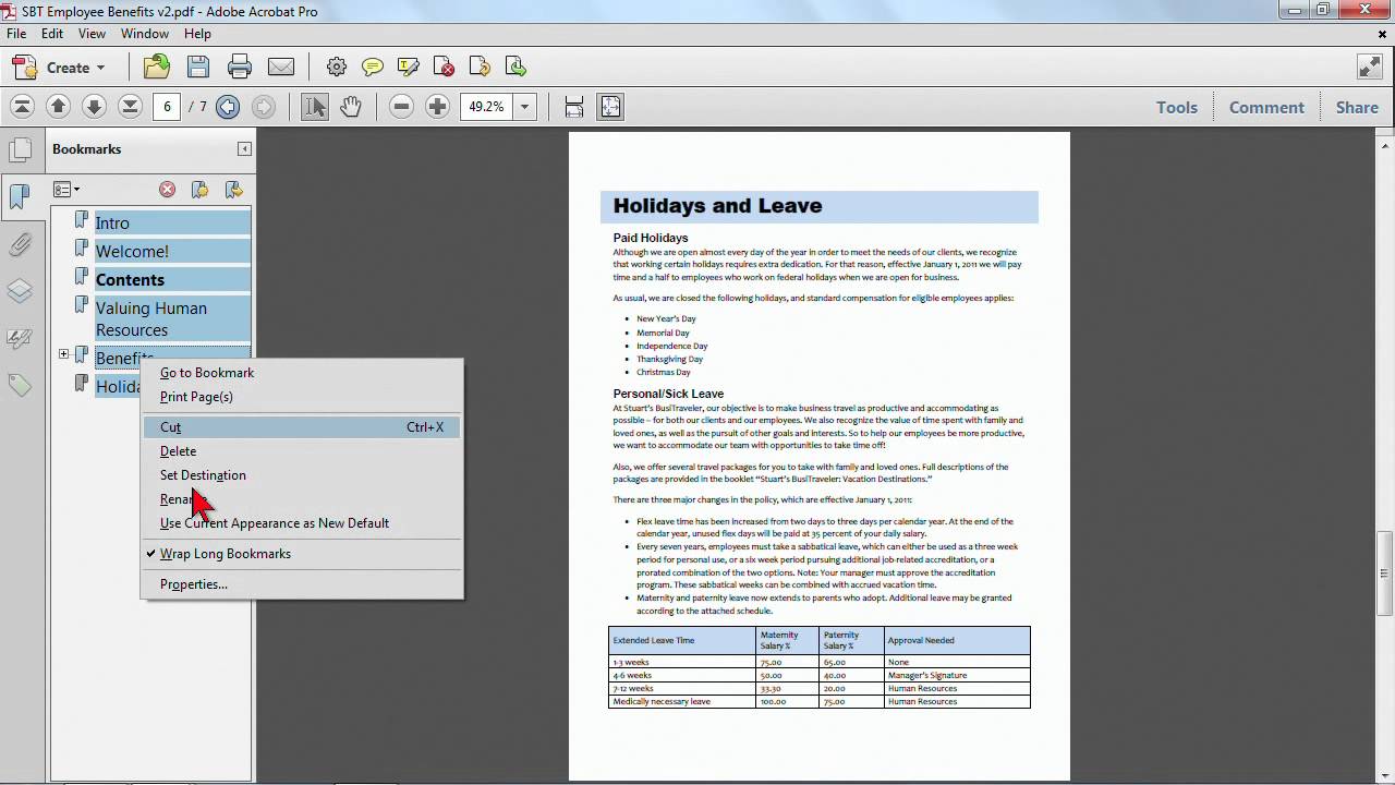 Adobe Acrobat X Tutorial: Setting up Bookmarks | K Alliance