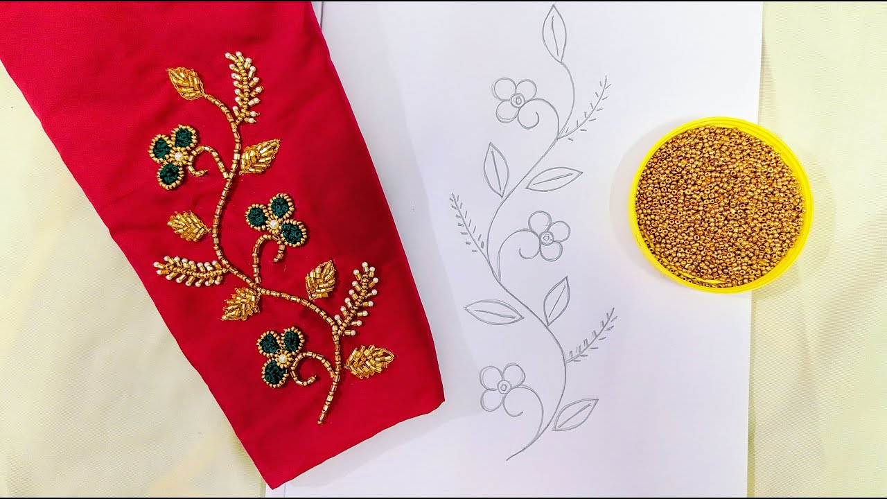 simple unique aari design / beautiful aari sleeve design / beautiful hand embroidery sleeve design