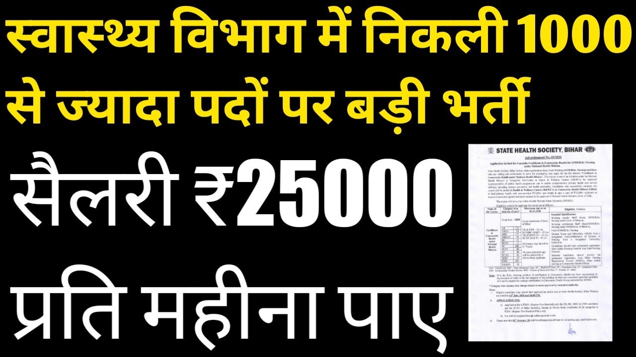 Bihar SHSB CHO Recruitment 2020 | bihar shsb gnm online form 2020