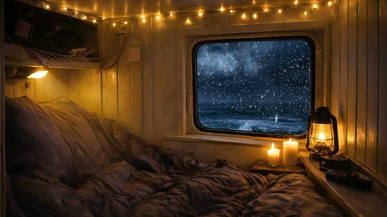 Cozy Lighthouse Shelter During a Violent Ocean Storm 🌊 Thunder & Rain | 9 Hour Sleep Ambience