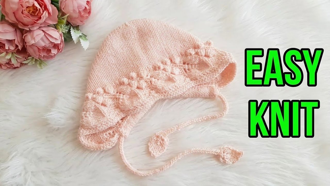 How to knit newborn baby bonnet, cap or hat | Knit the leaf hat for beginner | Leaf baby hat