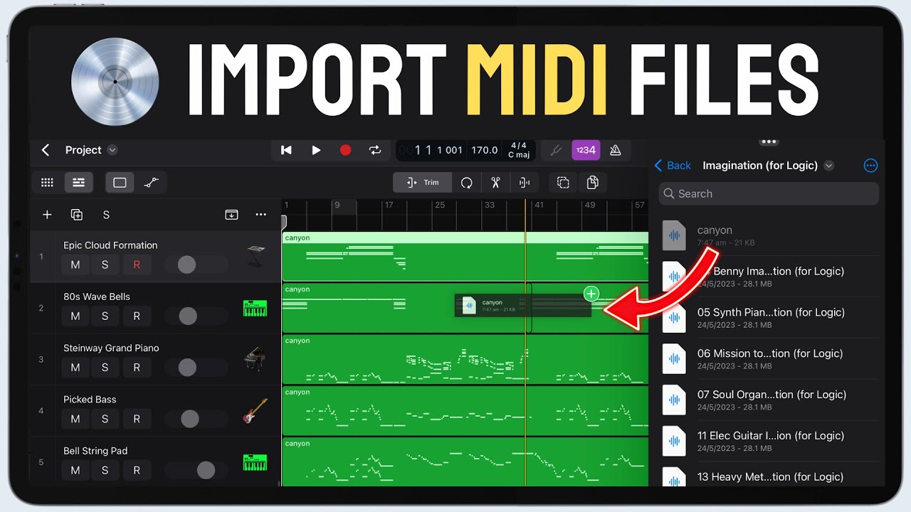 Logic Pro для iPad | Как импортировать MIDI-файл