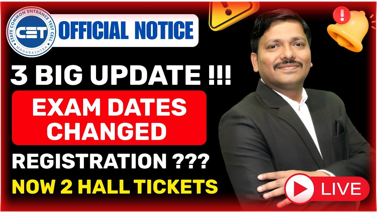 MHT-CET 2026 Exam Dates Changed 🔥 Registration Restart 🚀 Official Update ✅ | Dinesh Sir
