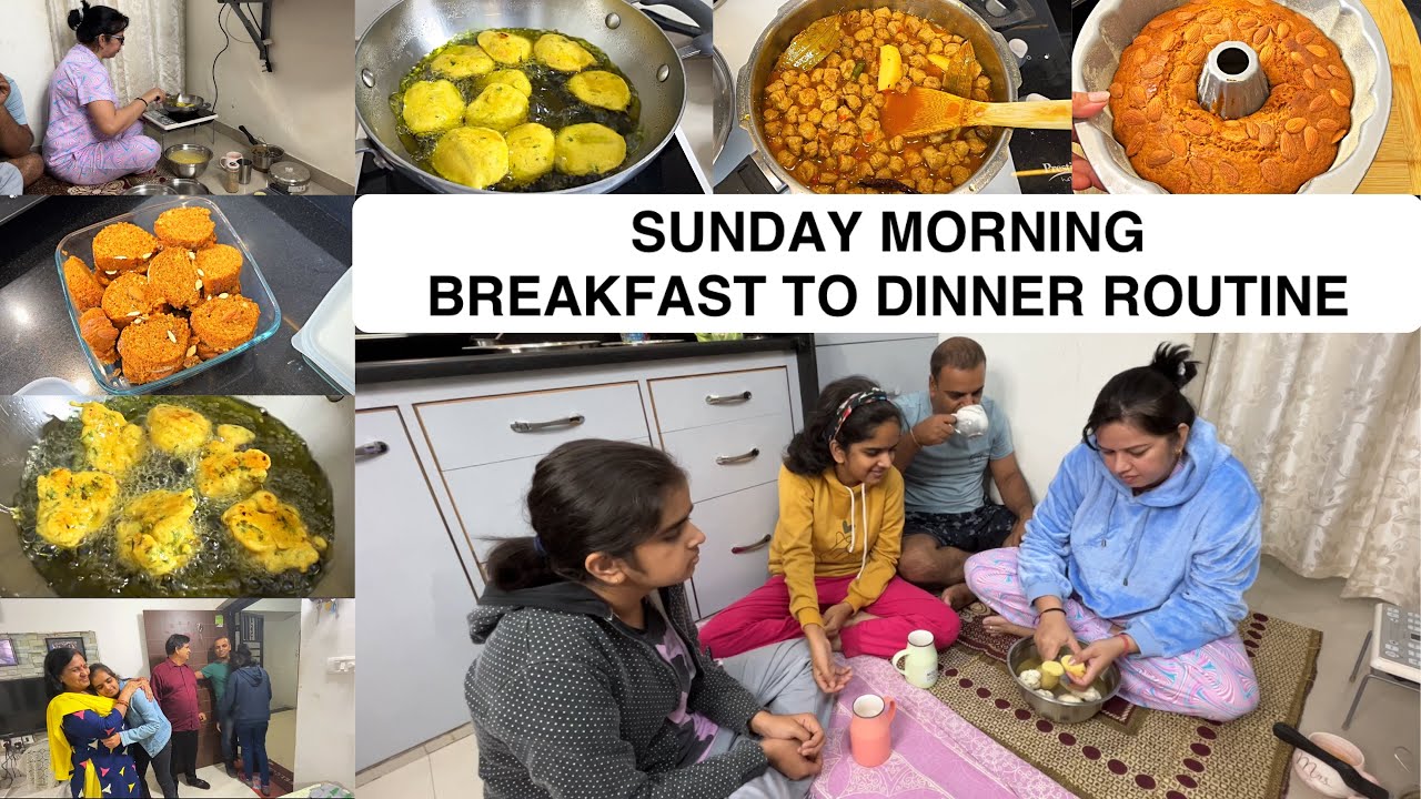 Sunday Morning Breakfast to Dinner | Aloo/Gobi/Bread Pakora, Village Style Soya Curry, Carrot Cake