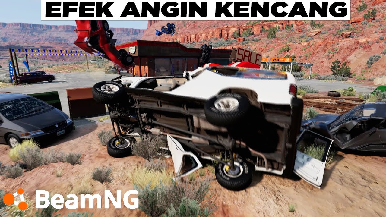 Mobil Bertebangan Karena Angin yg Sangat Kencang 😅😅 BeamNG Drive Gameplay Indonesia