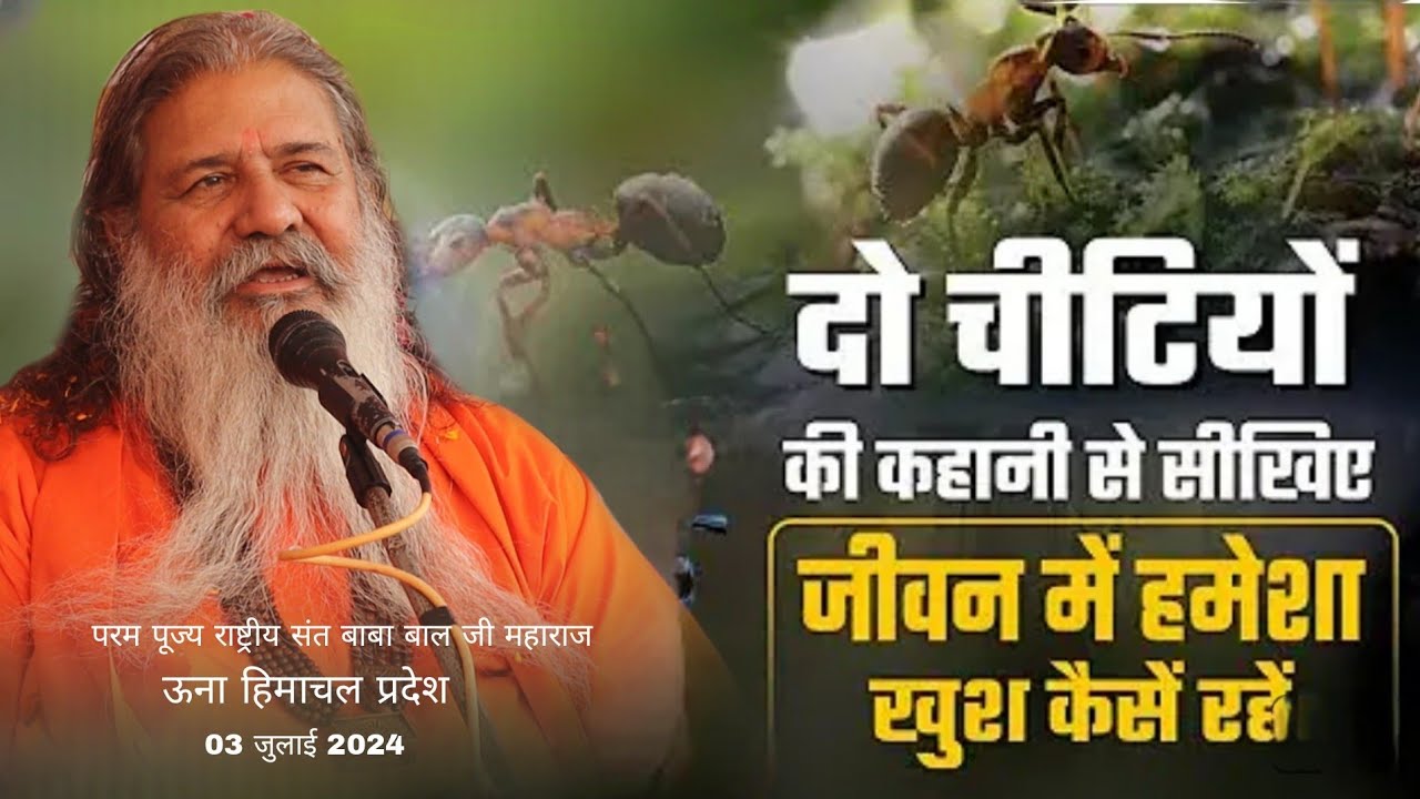Baba bal ji maharaj || 03-July-2024 || दो चीटियों की कहानी से सीखिए जीवन में हमेशा खुश कैसे रहे  ||