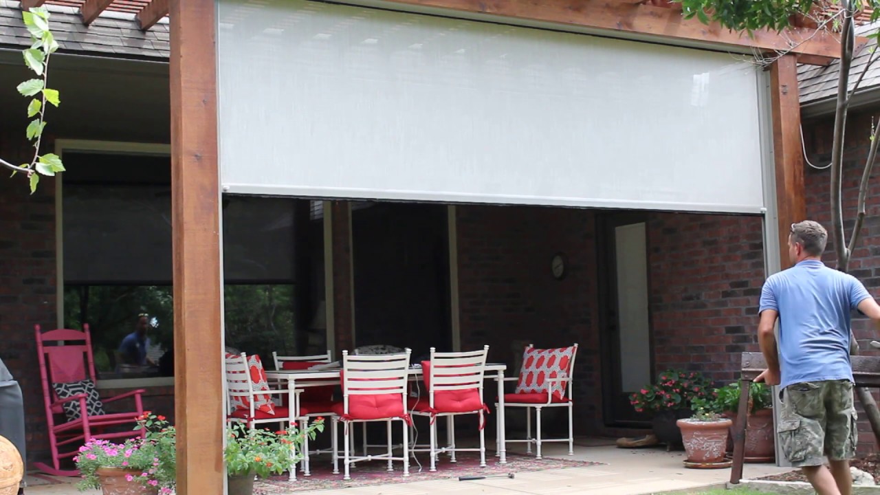Cedar Pergola with motorized screen.