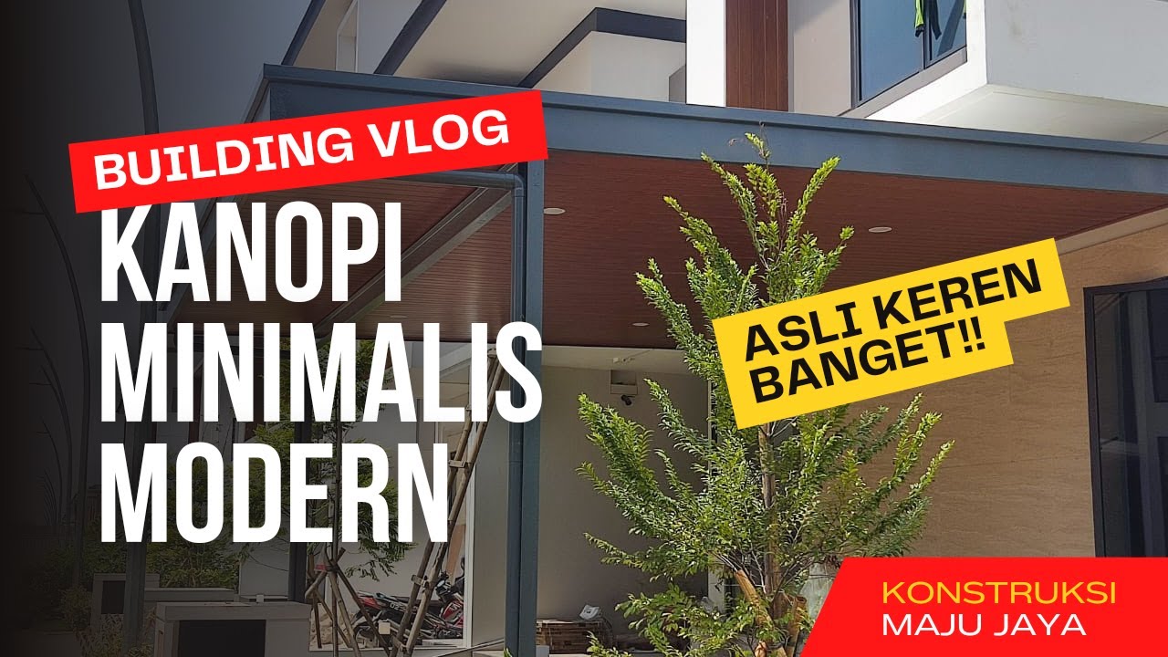 Kanopi Minimalis Modern Dengan Talang, Atap Alderon, Dan Plafon PVC Oleh Konstruksi Maju Jaya