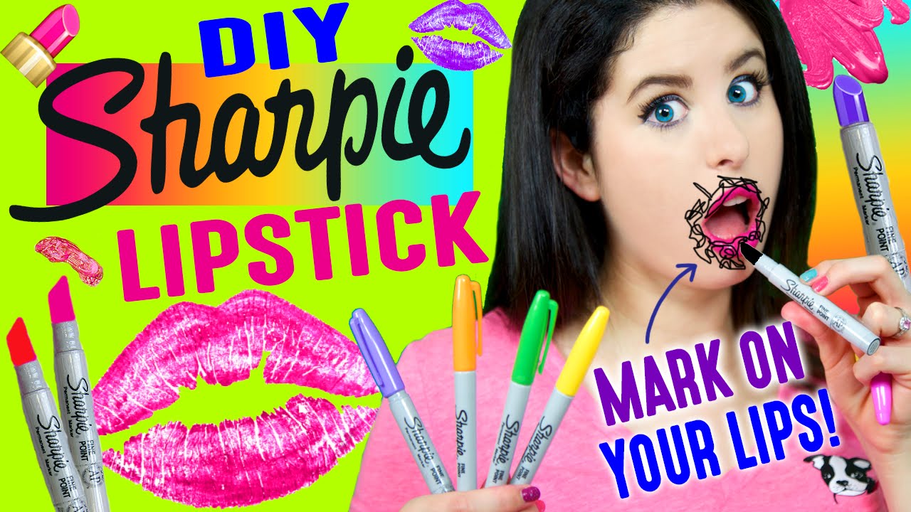 DIY Sharpie Marker Lipstick | Draw & Write On Lips In School | How To Make Lipstick Into A Sharpie!