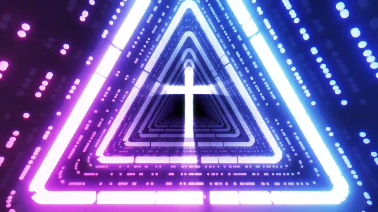 Color technology sense triangle rotating screen, Holy Light Cross video background loop