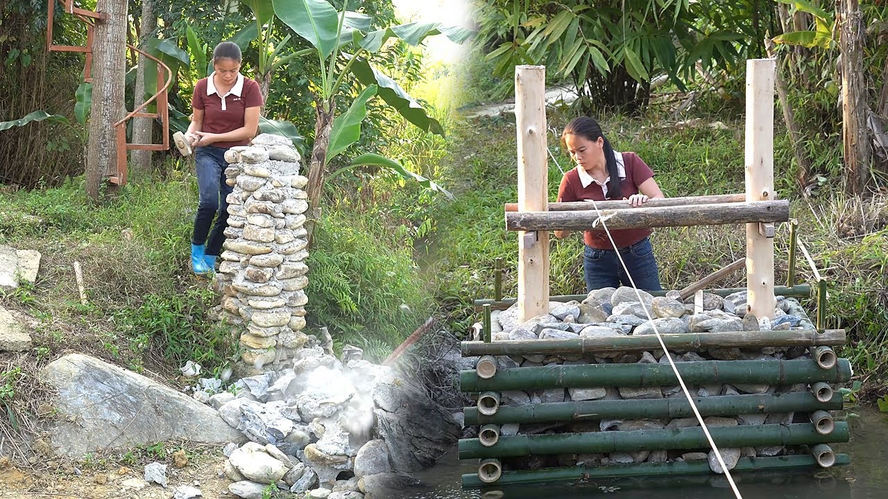 Replacing the Dangerous Old Bridge: Demolition Day & Laying Foundation for a New Wooden Bridge