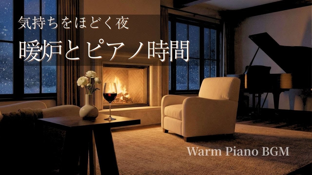 気持ちが少し軽くなる夜｜暖炉のある部屋でストレスをほどく音楽【ストレス解放・リラックス】