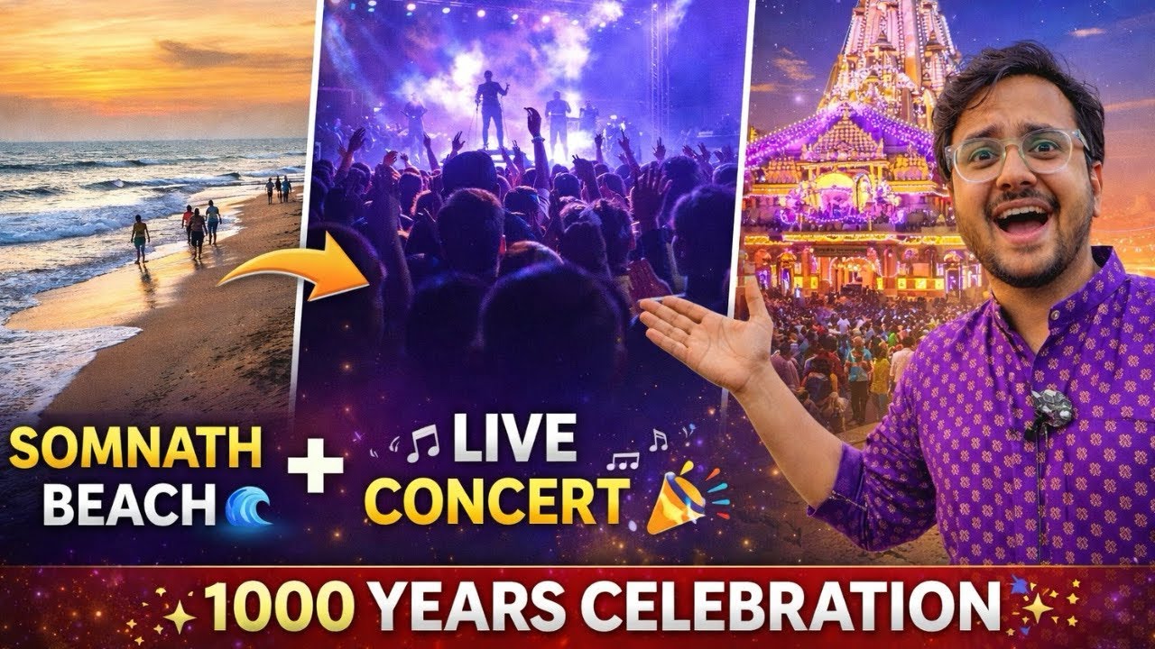 Somnath Beach to Temple Night ✨ | Live Concert & 1000 Years Celebration 🎉