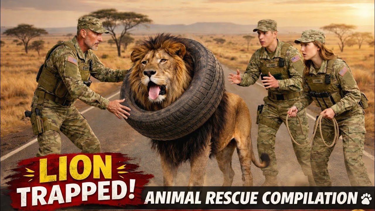 Animal Rescue Compilation 🐾 | Brave Rescuers Rush to Save a Lion Trapped in a Tire 🦁