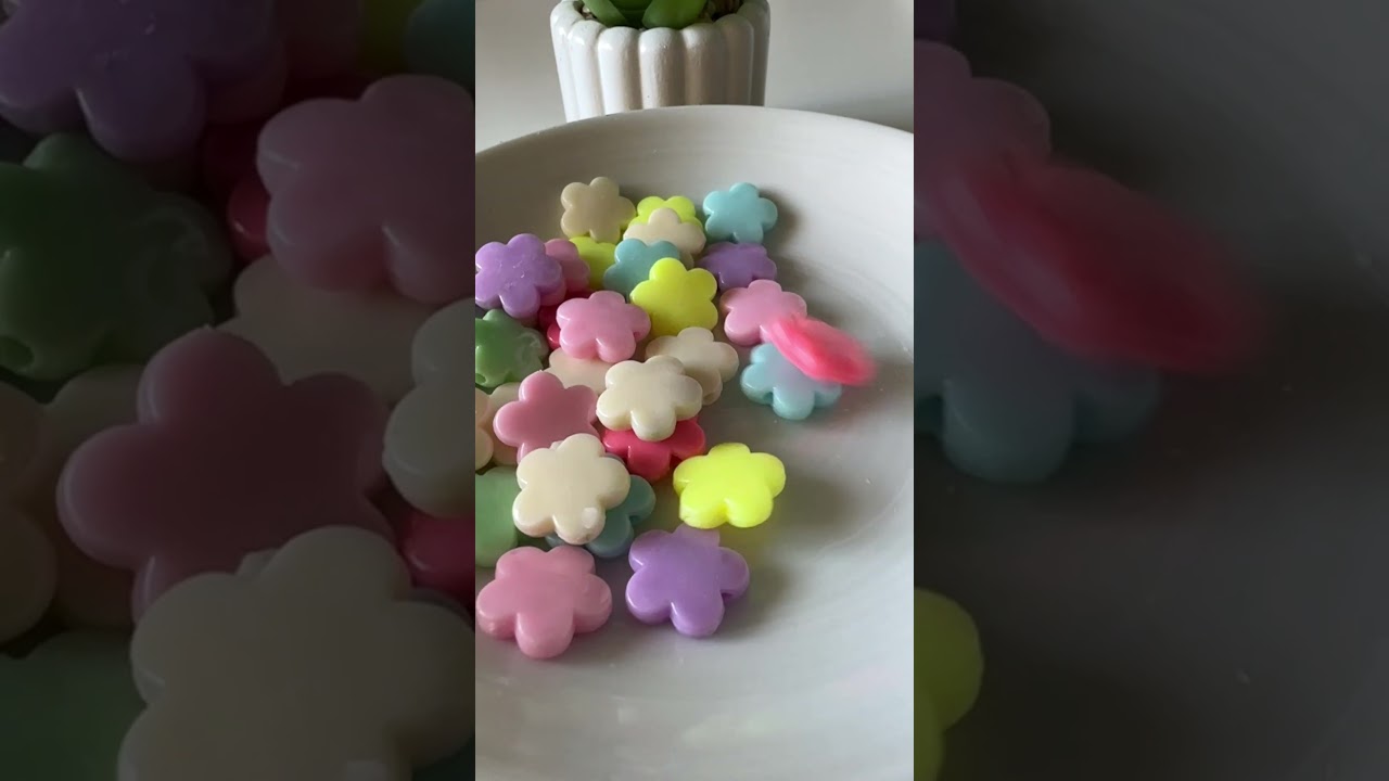 Cute Round Flower Beads Mix pastel colors for Diy beading Jewelry crafts.