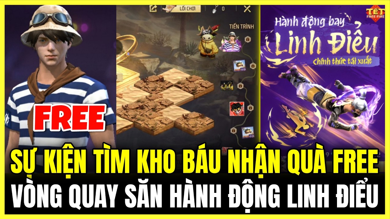 REVIEW SỰ KIỆN TÌM KHO BÁU NHẬN QUÀ FREE CỰC XỊN, VÒNG QUAY SĂN HÀNH ĐỘNG BAY LINH ĐIỂU | Free Fire