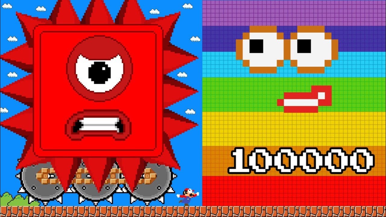Mario's Mega Numberblocks 1 vs 100.000 Numberblocks in Maze Mayhem | Game Animation