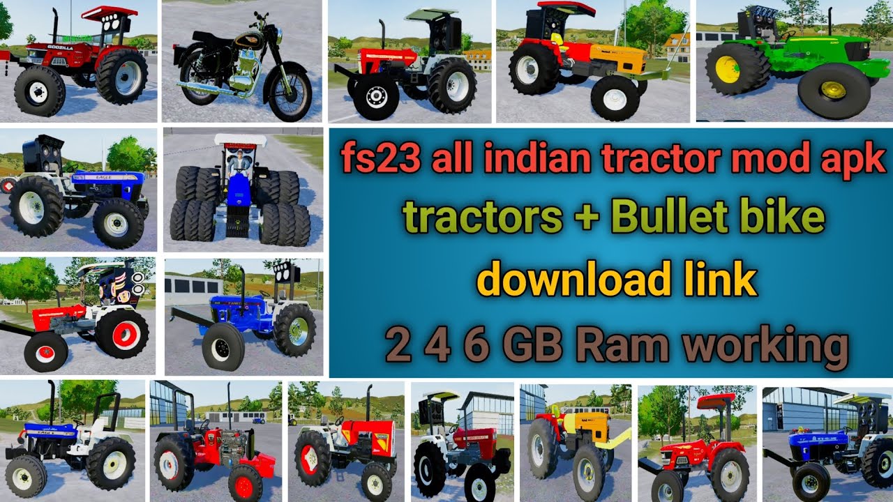 Download link fs23 new indian tractor mod || tractors + bullet bike #fs23