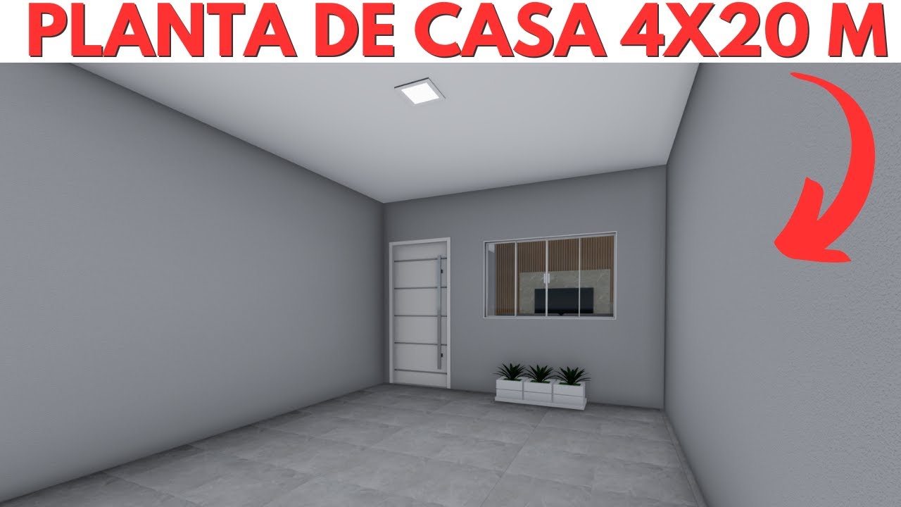 PLANTA DE CASA 4X20 METROS COM 02 QUARTOS! HOUSEPLANT | FLOOR PLAN