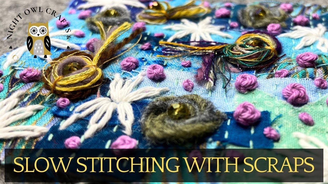 How To Slow Stitch With Scrap Fabric & Threads #embroidery #stitching #slowstitching