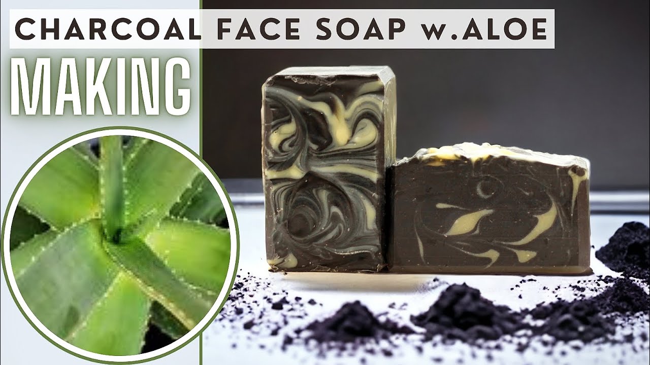 ACTIVATED CHARCOAL SOAP w.Aloe & recipe | Cold process soap making