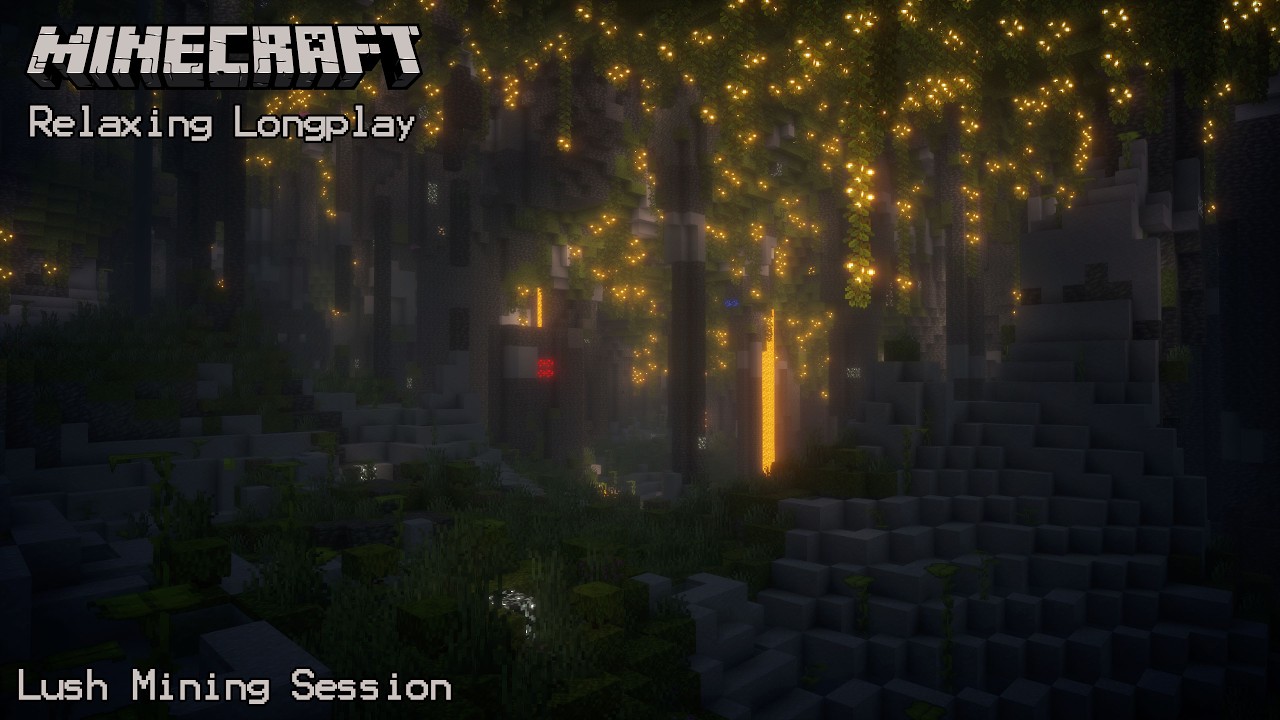 1 Hour Relaxing Minecraft Lush Cave Mining (No Commentary)
