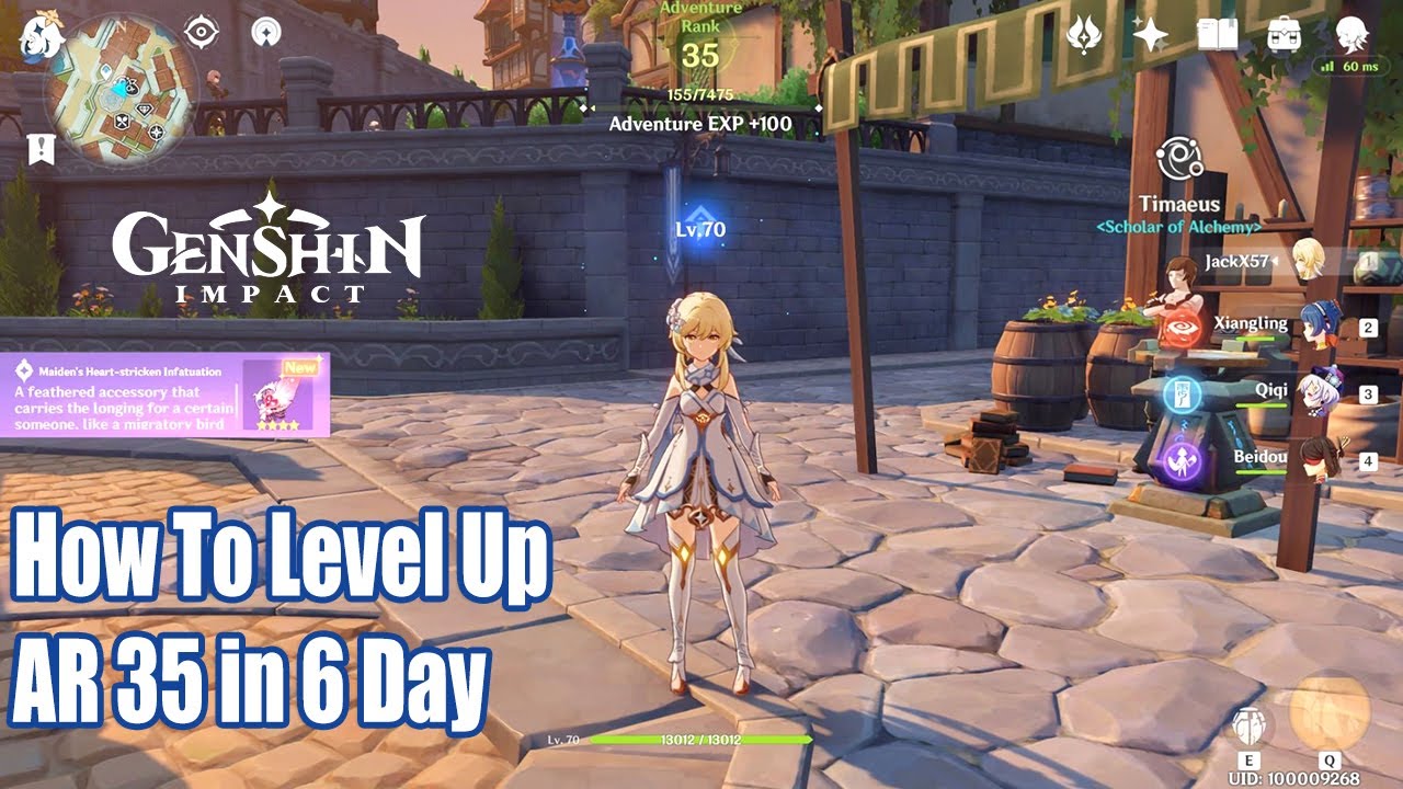 Genshin Impact - How To Level Up AR 35 in 6 Day - Newbie Guide F2P