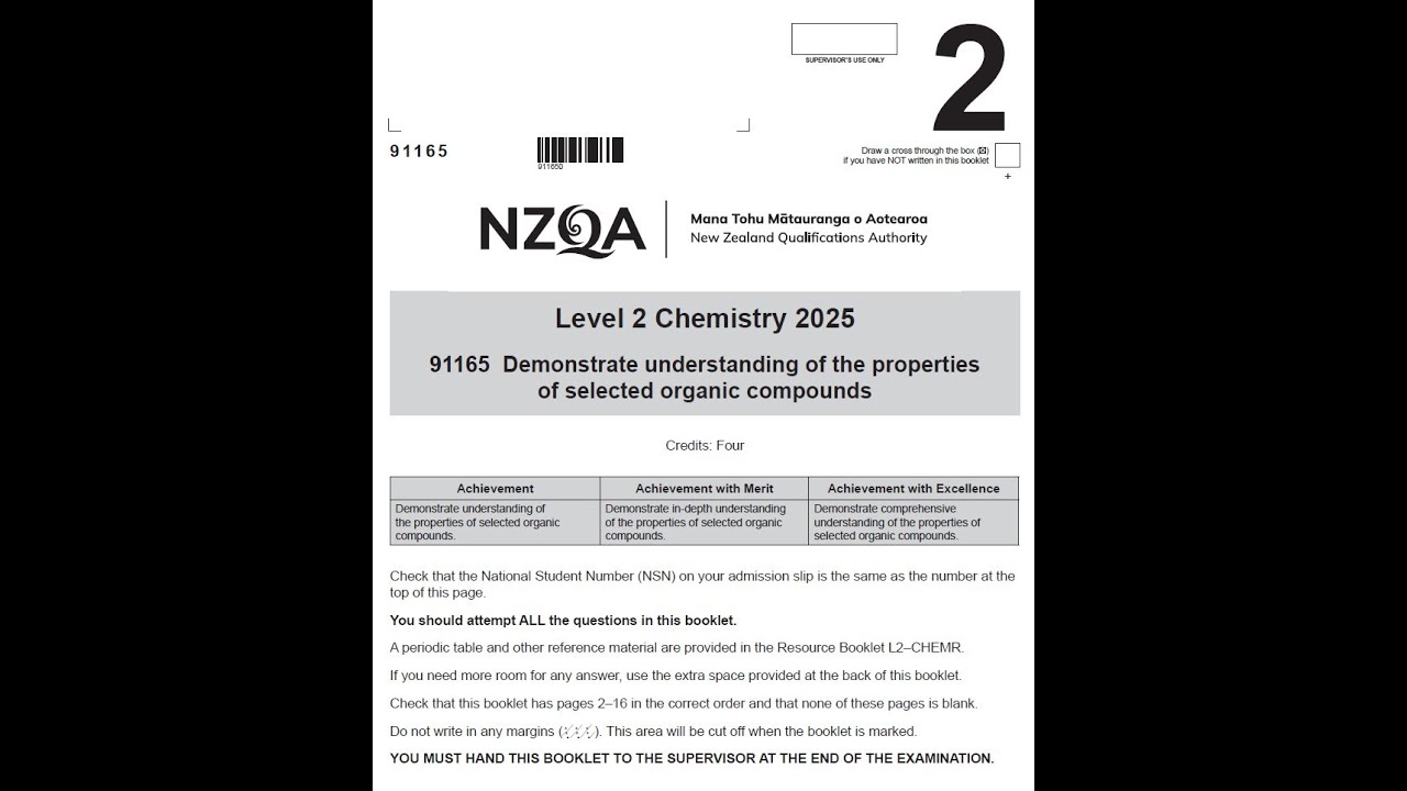 Complete Exam Walkthrough NCEA Level 2 Organic Chemistry AS91165