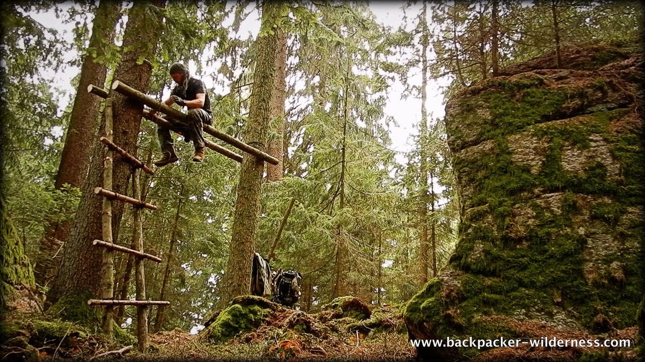 Bushcraft Baumhochbett mit Leiter